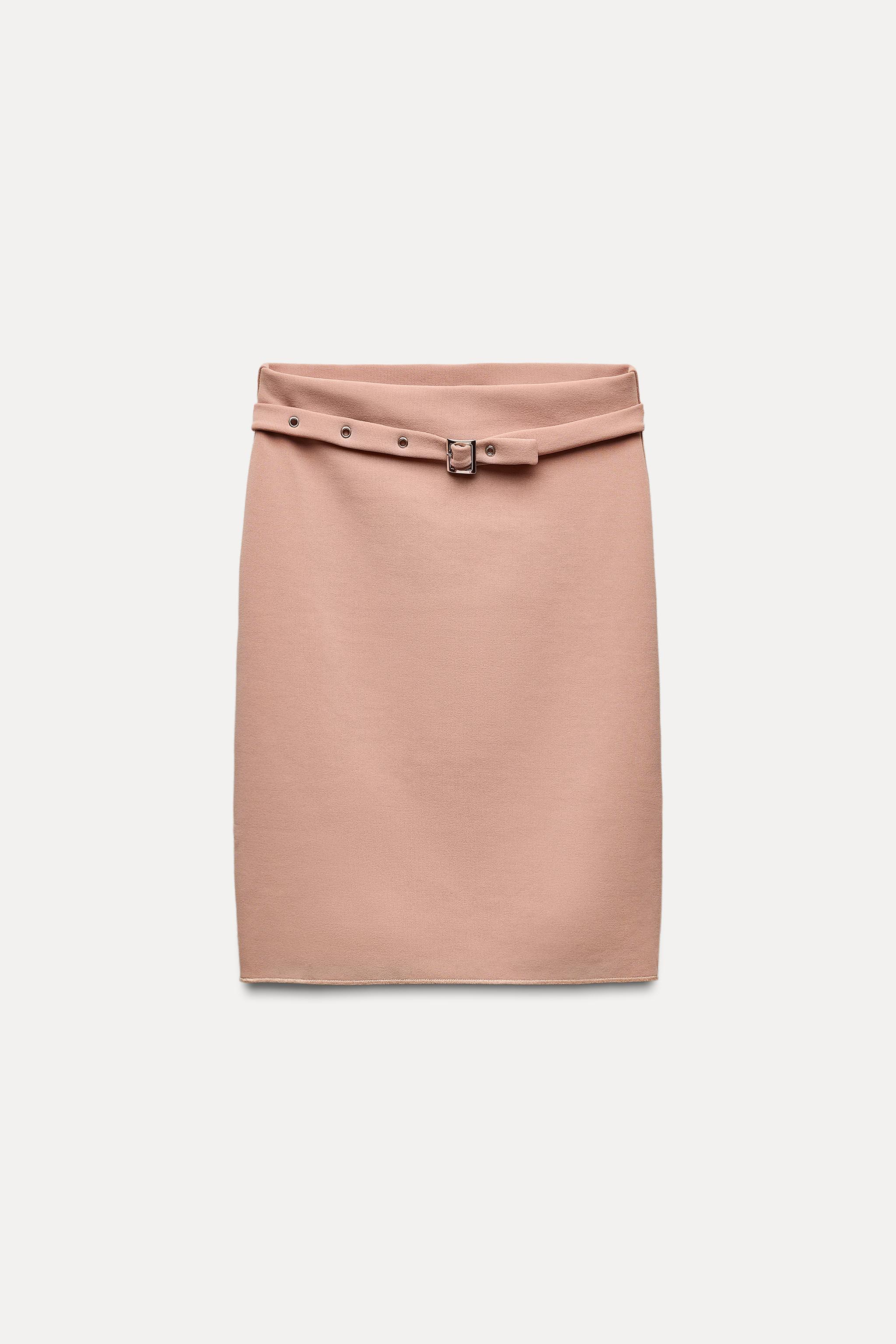 STRETCH CONTOURING SKIRT WITH BELT Product Image