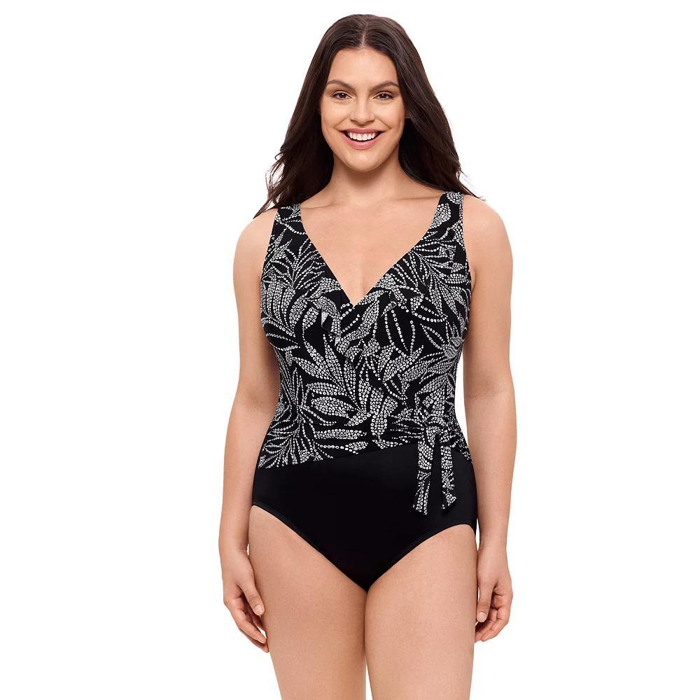 Womens Great Lengths Ruffle Sash Surplice One-Piece Swimsuit Product Image