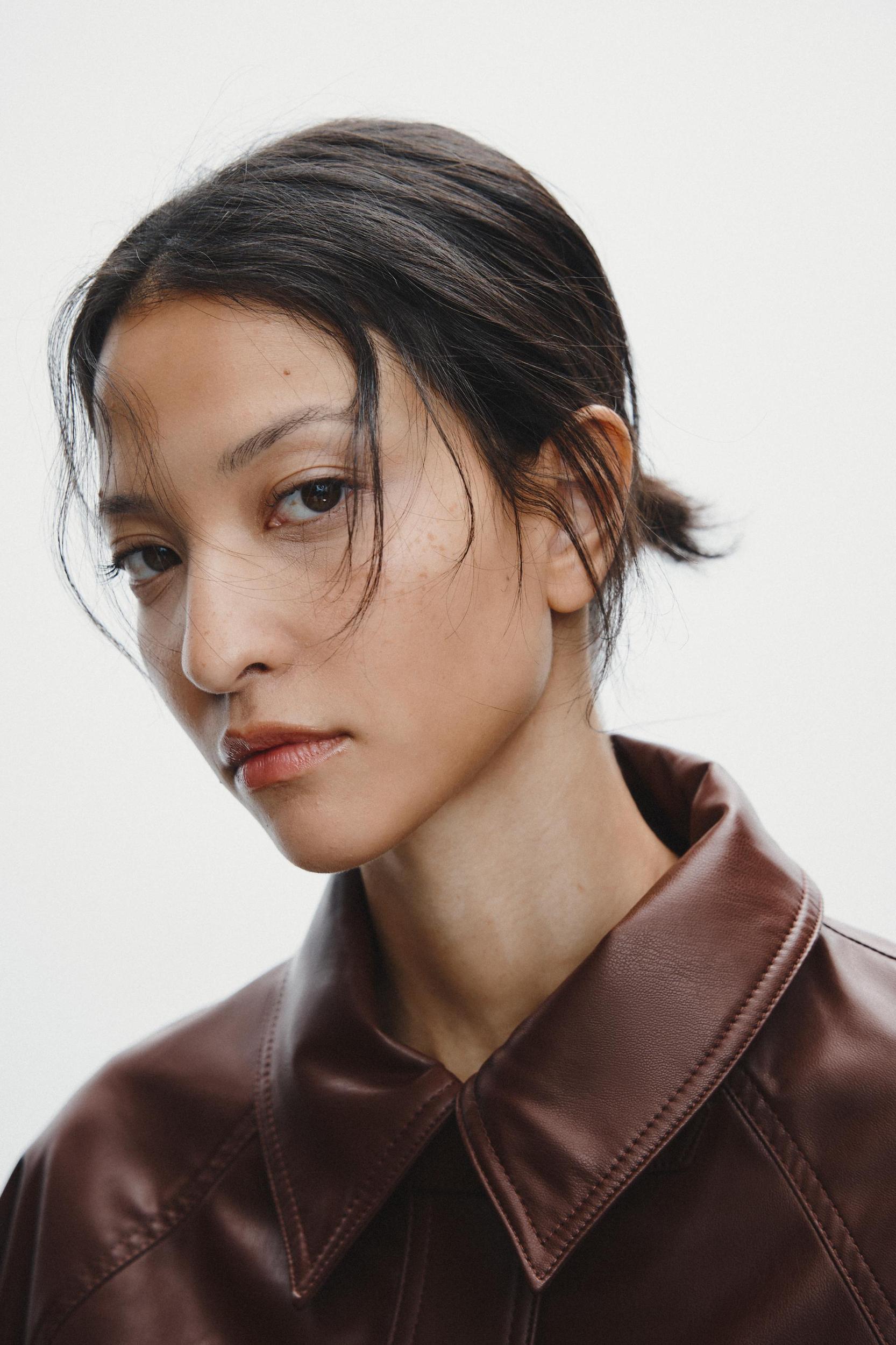 SHORT FAUX LEATHER TRENCH COAT Product Image