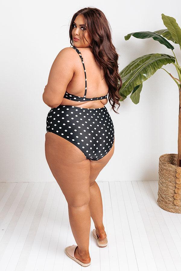 Tanning In Tulum High Waist Polka Dot Bikini Bottom in Black Product Image