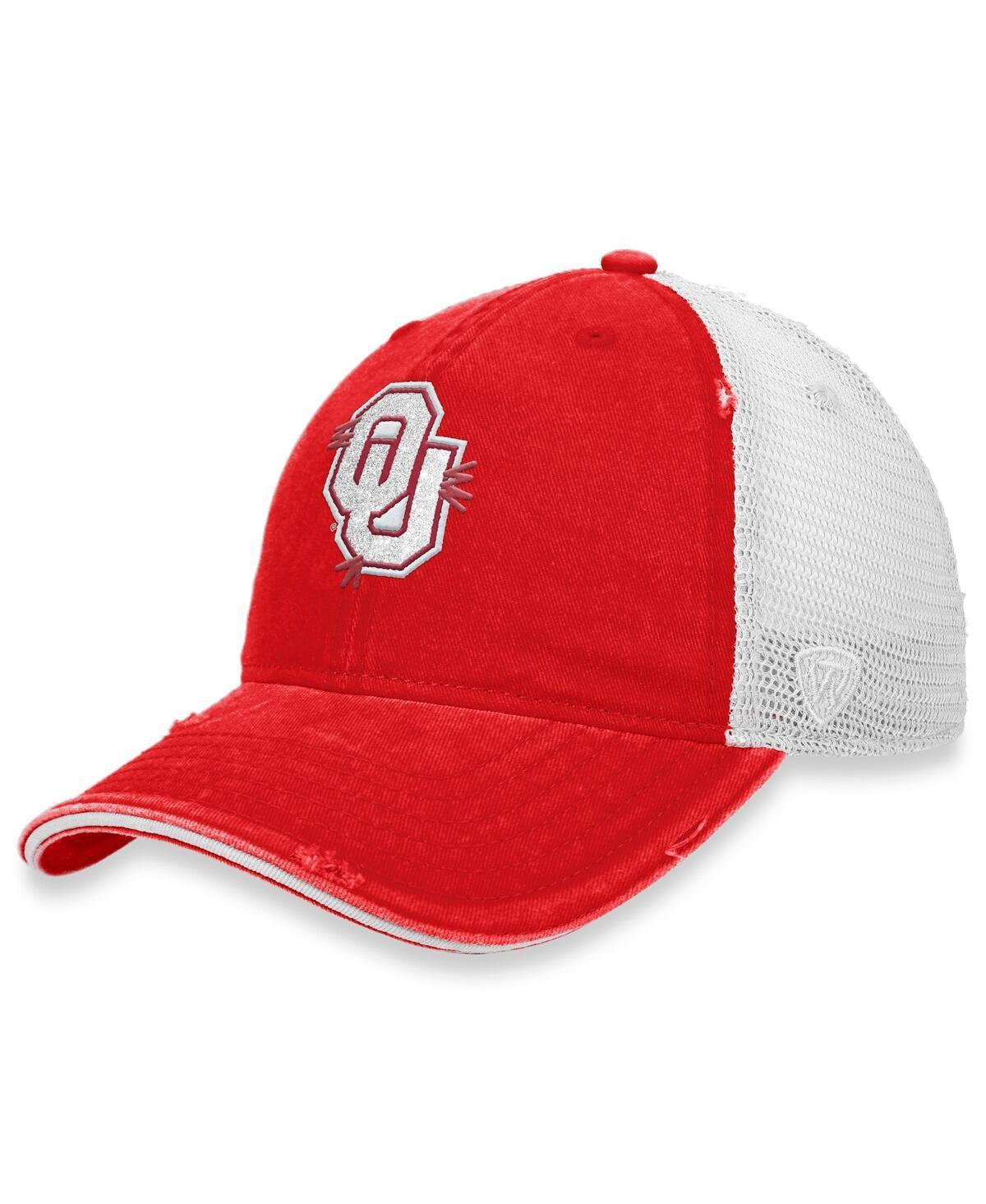 Womens Top of the World Crimson/White Oklahoma Sooners Radiant Trucker Snapback Hat Product Image