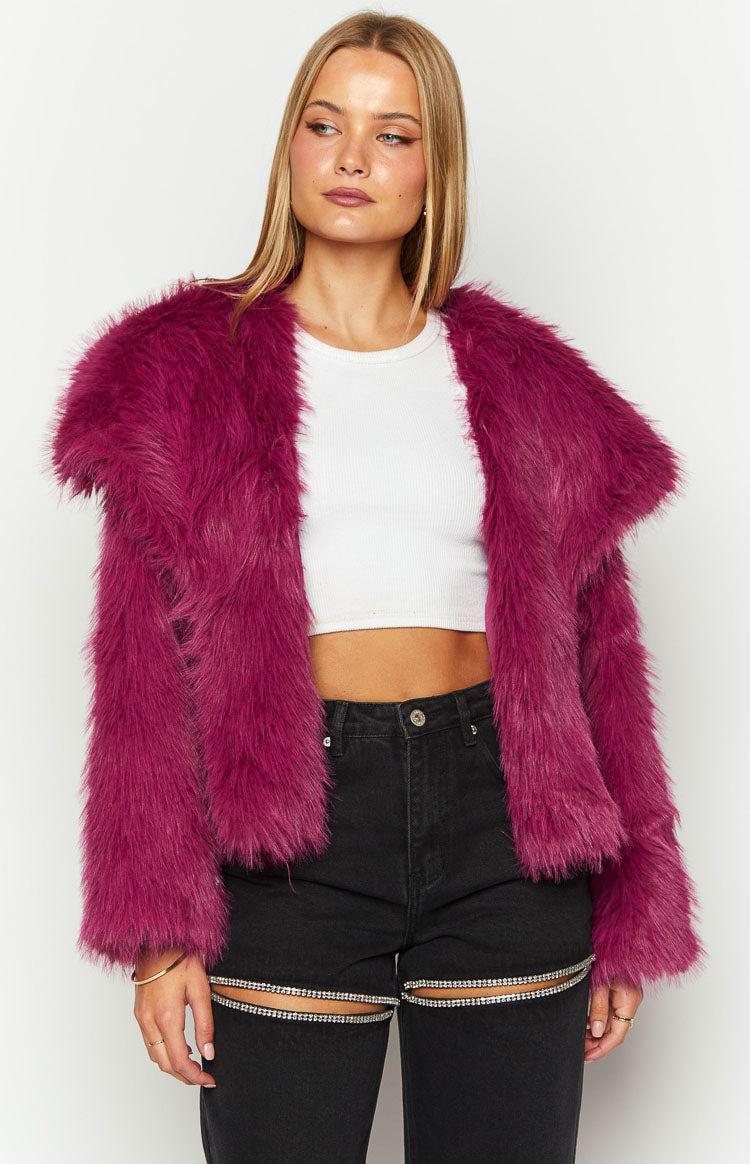 Sophie Purple Faux Fur Jacket Product Image
