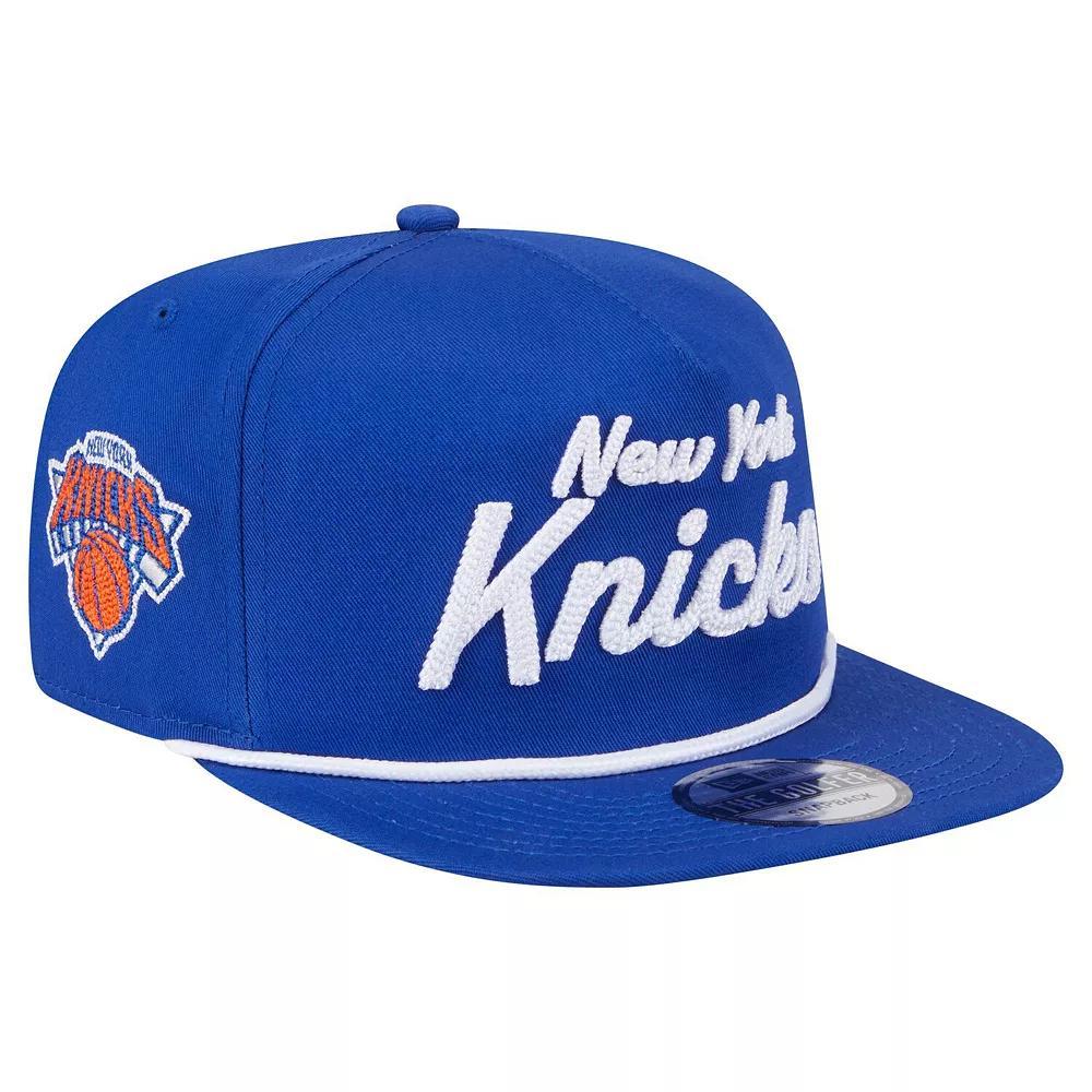 Men's New Era Blue New York Knicks Team Text Golfer Snapback Hat Product Image