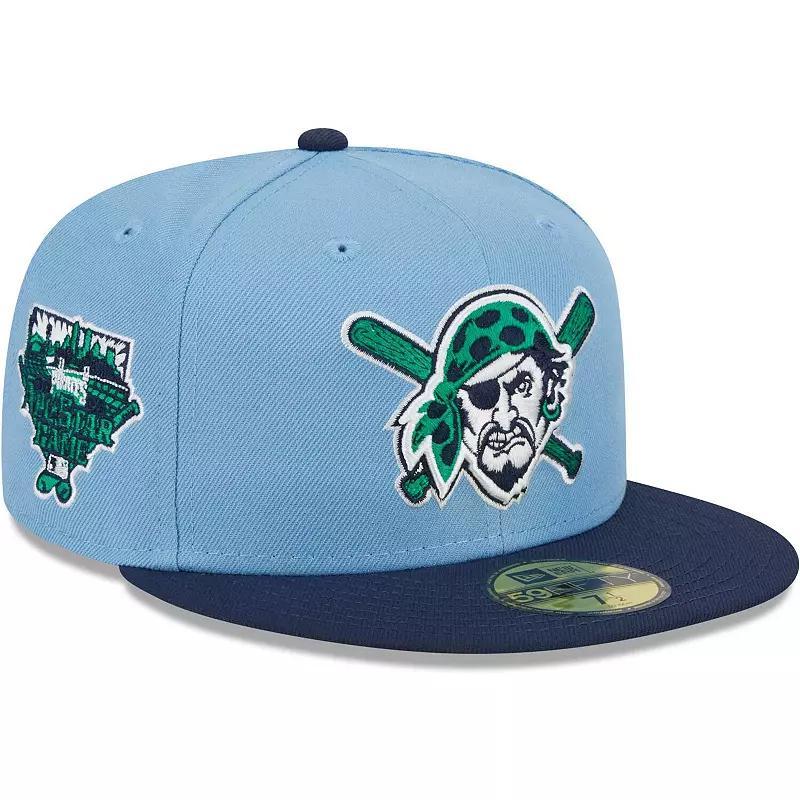 Men's New Era Light Blue/Navy Pittsburgh Pirates Green Undervisor 59FIFTY Fitted Hat, Size: 7 3/4 Product Image