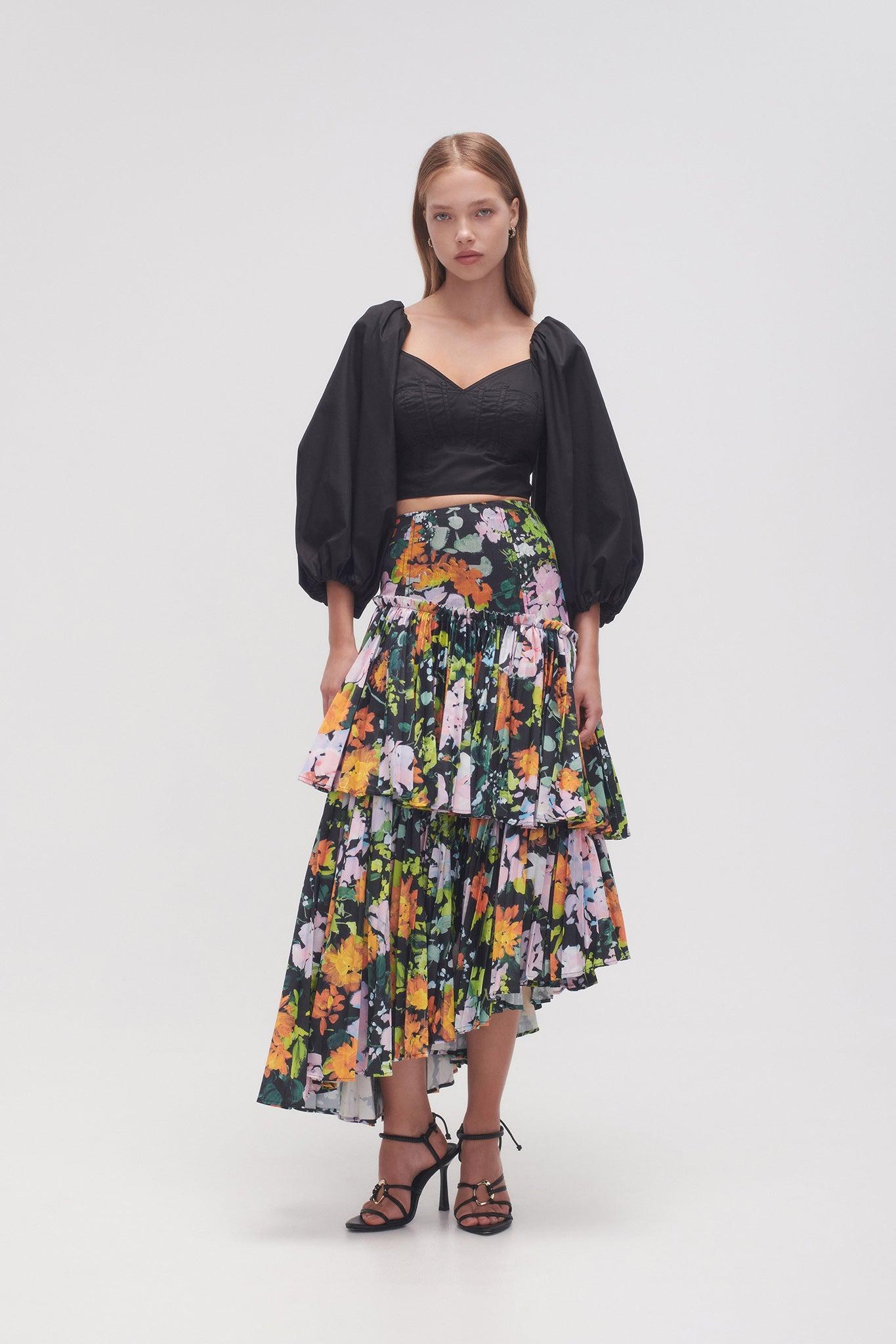 Alice Pleated Asymmetric Midi Skirt Product Image