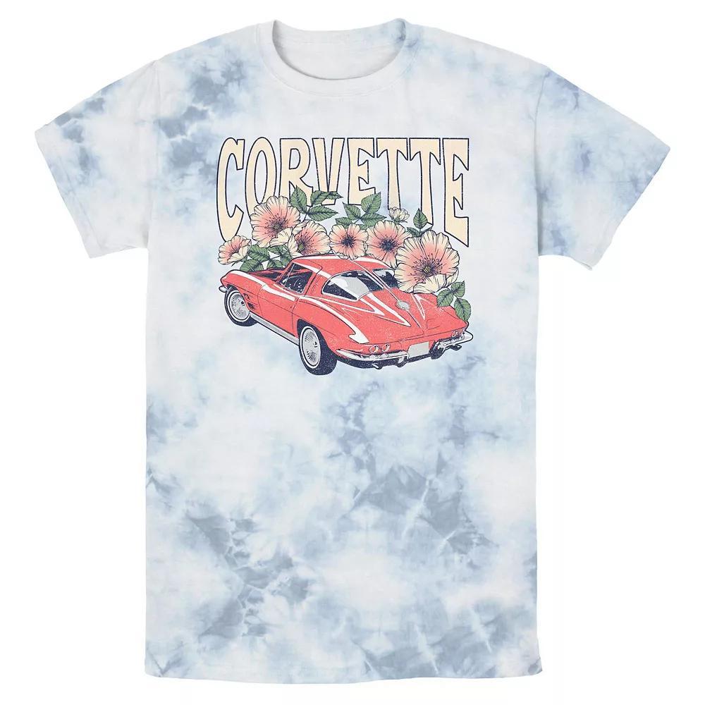 Men's Corvette Floral Poster Bombard Wash Graphic Tee, Size: XL, White Blue Product Image