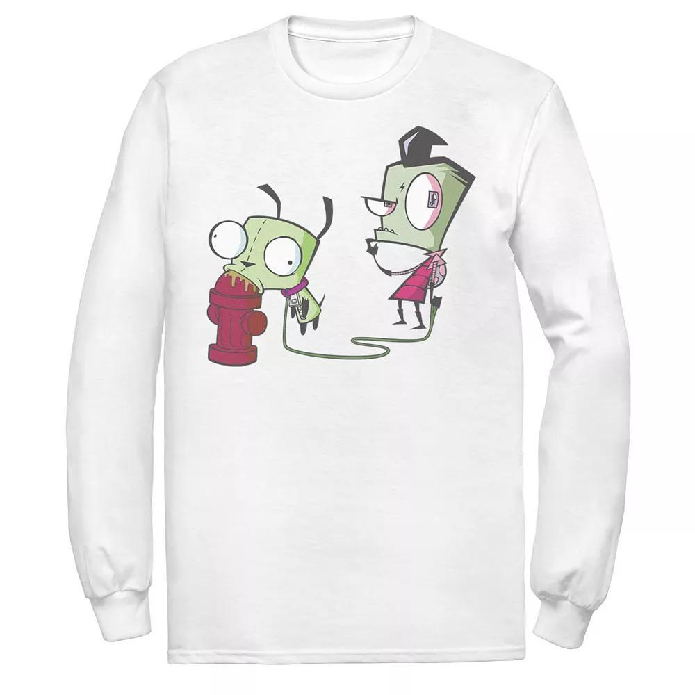 Men's Nickelodeon Invader Zim Walking Gir Fire Hydrant Portrait Long Sleeve Graphic Tee,  Product Image