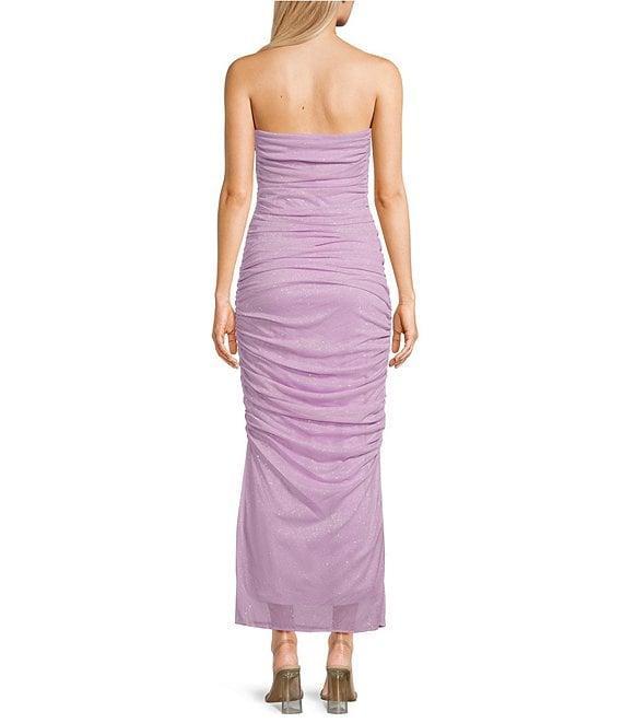 Jump Glitter Strapless Ruched Midi Dress Product Image