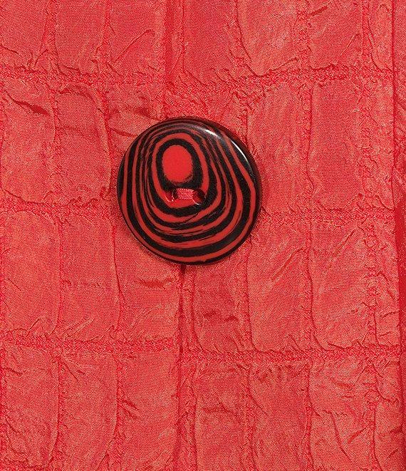 IC Collection Crinkle Jacquard Textured High Neck Bracelet Sleeve Button Front Jacket Product Image