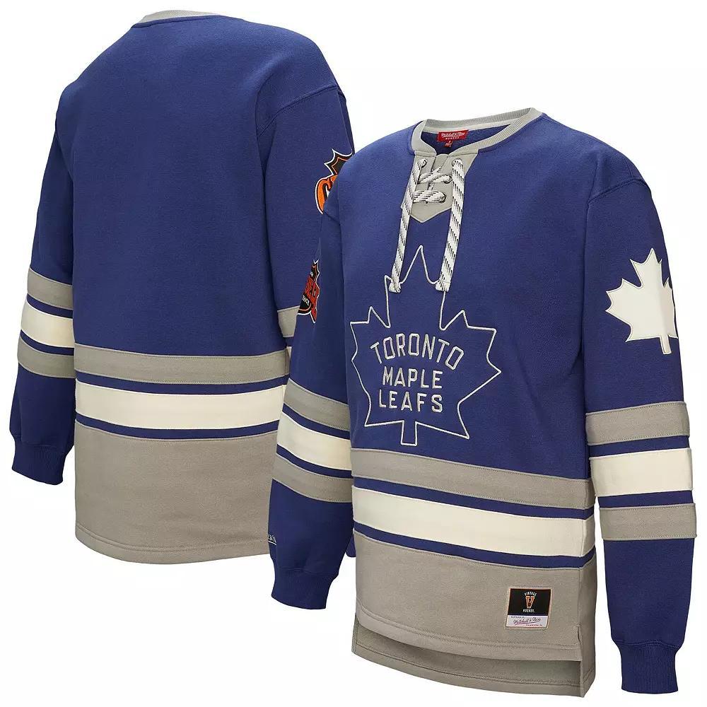 Women's Mitchell & Ness Blue Toronto Maple Leafs Heritage Lace-Up Pullover Sweatshirt,  Product Image