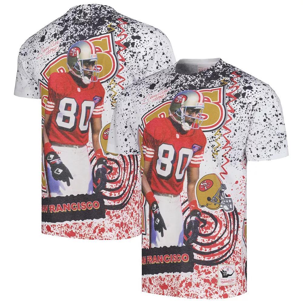 Men's Mitchell & Ness Jerry Rice White San Francisco 49ers Retired Player Name & Number Burst T-Shirt, Size: Medium Product Image