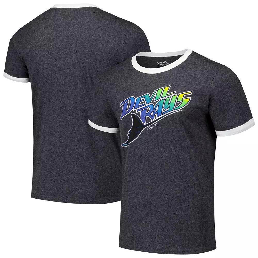 Men's Majestic Threads Black Tampa Bay Rays Ringer Tri-Blend T-Shirt, Size: XL Product Image