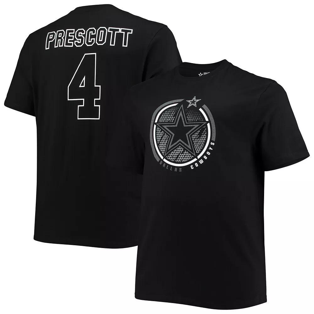 Men's Fanatics Dak Prescott Black Dallas Cowboys Big & Tall Color Pop Name & Number T-Shirt, Size: 4XLT Product Image