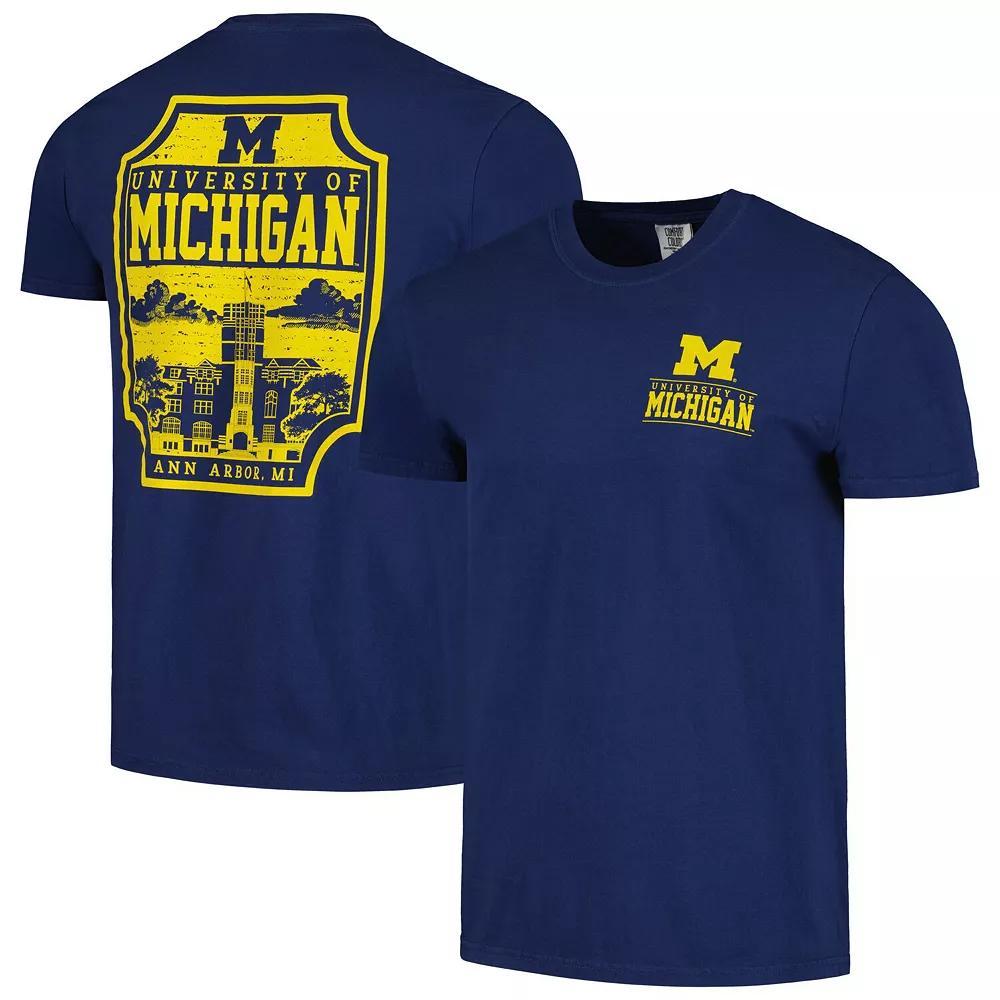 Men's Navy Michigan Wolverines Campus Badge Comfort Colors T-Shirt,  Product Image