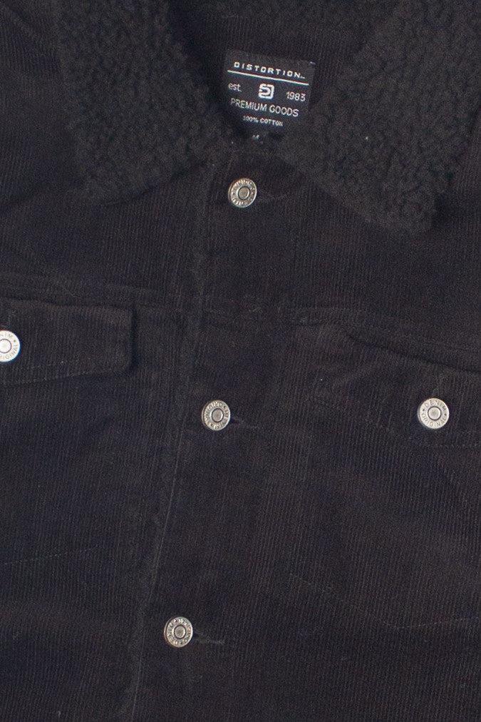 Black Sherpa Lined Corduroy Trucker Jacket Product Image
