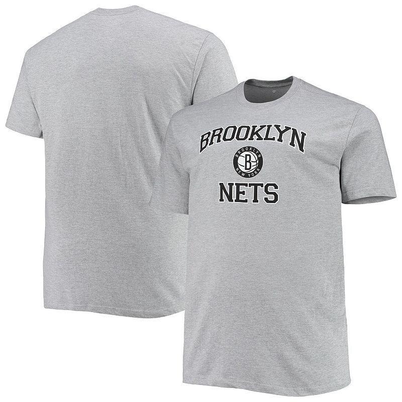 Men's Heathered Gray Brooklyn Nets Big & Tall Heart & Soul T-Shirt, Size: 2XB, Grey Product Image
