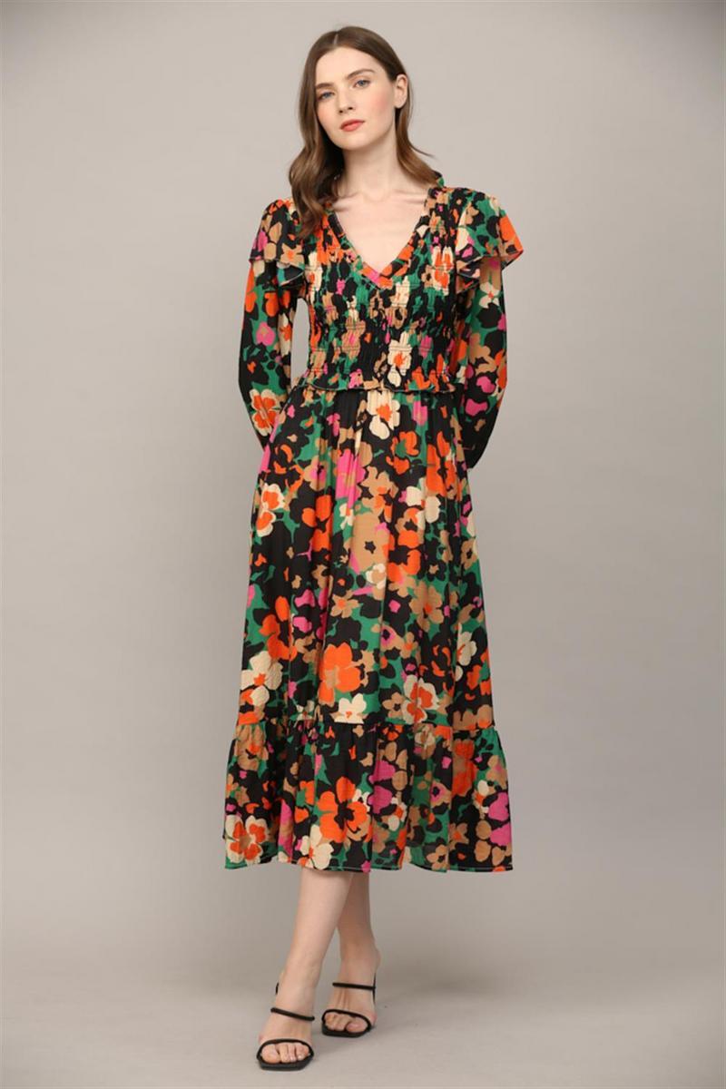 Ruffle Hem Midi Dress Product Image
