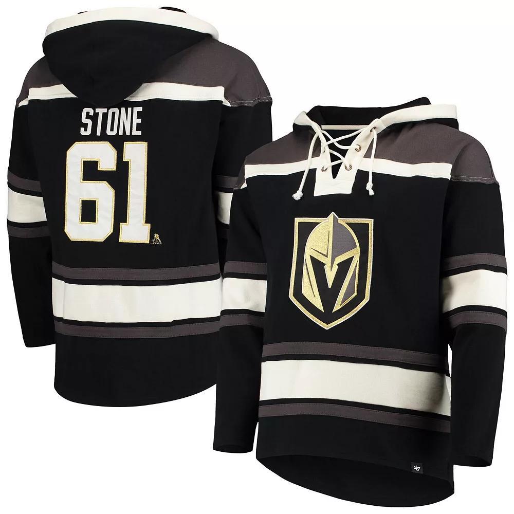 Men's '47 Mark Stone Black Vegas Golden Knights Player Name & Number Lacer Pullover Hoodie,  Product Image