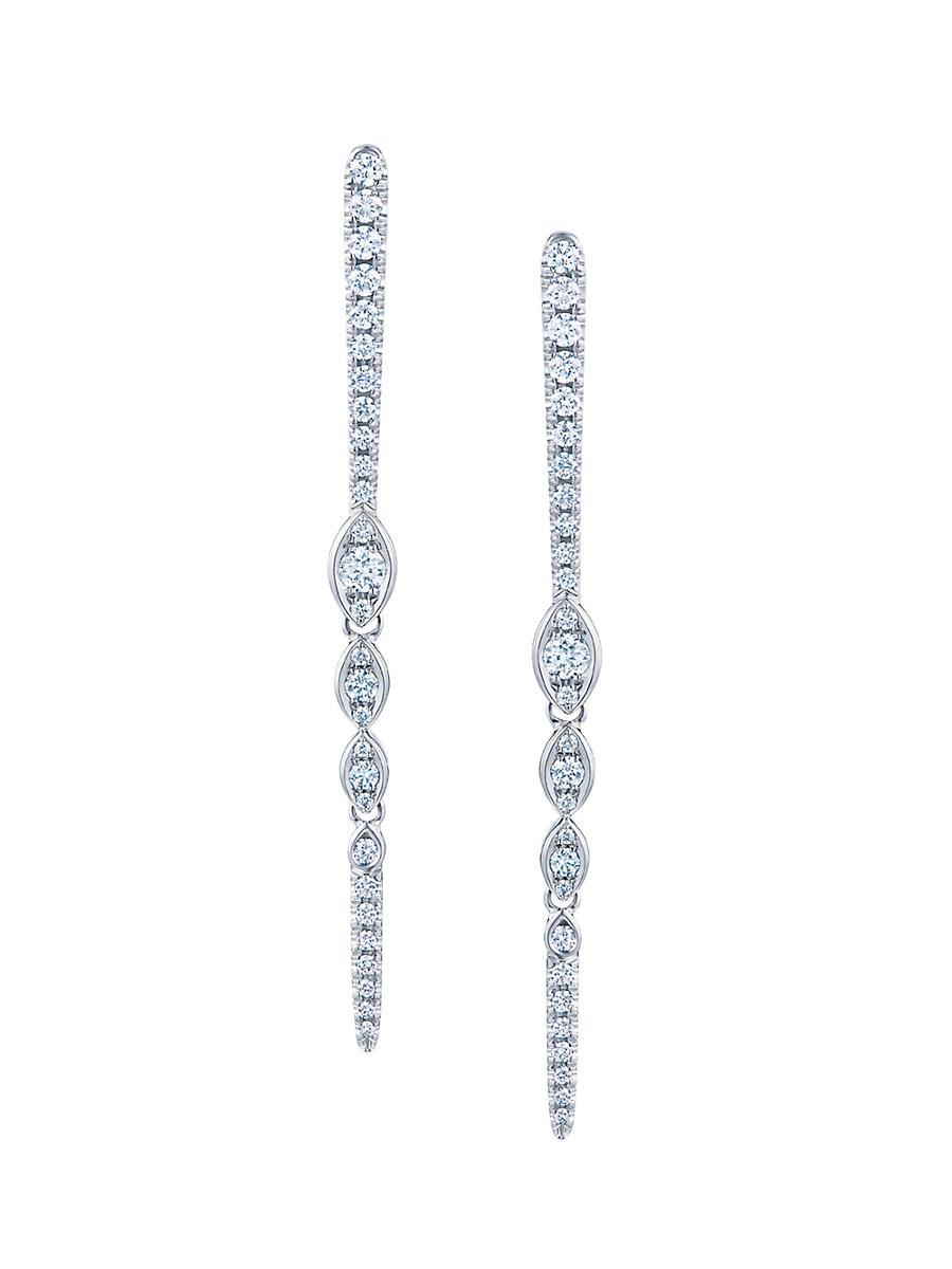 Womens 18K White Gold & Diamond Drop Earrings Product Image