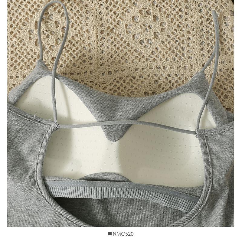 Open-Back Plain Cami Top with Pads Product Image