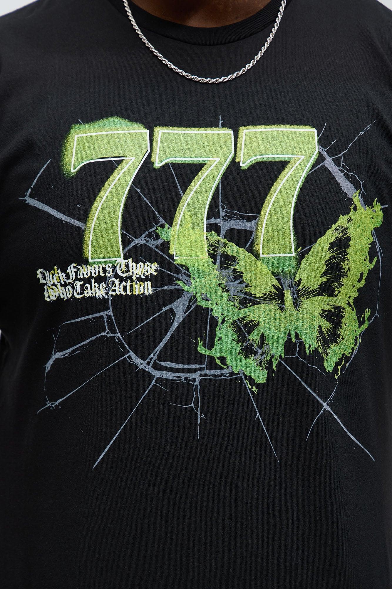 Luck Favors Those Who Take Action Short Sleeve Tee - Black Product Image