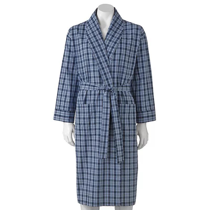 Big & Tall Hanes® Lightweight Woven Shawl Robe, Men's, Size: XLT/2XLT, Blue Plaid Product Image