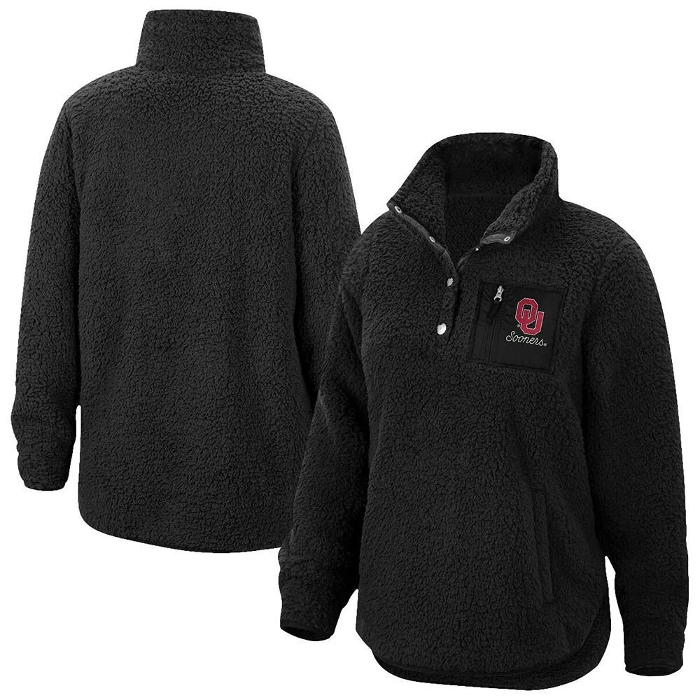 Women's Top of the World Black Oklahoma Sooners Sierra Sherpa Quarter-Snap Jacket,  Product Image