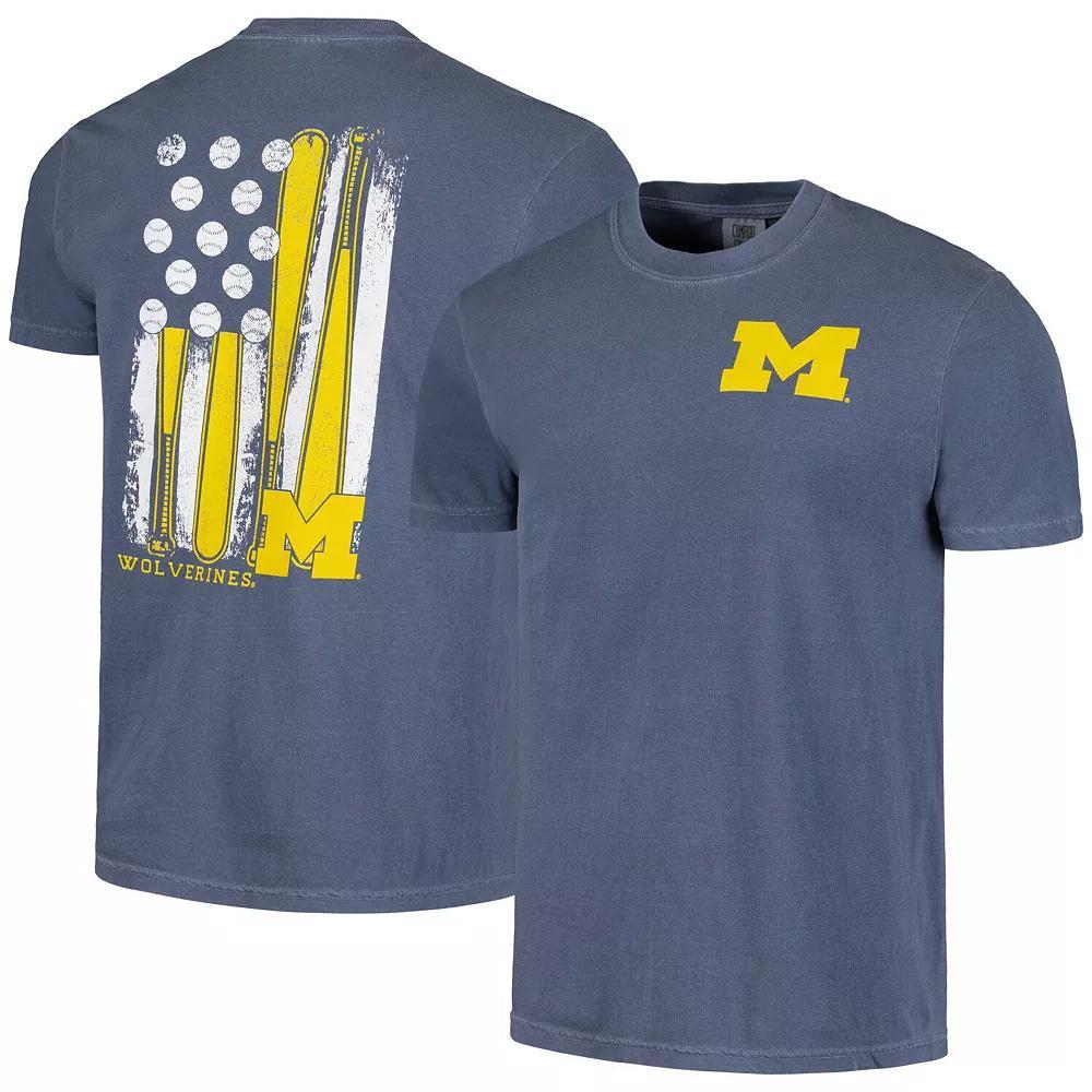 Men's Navy Michigan Wolverines Baseball Flag Comfort Colors T-Shirt,  Product Image