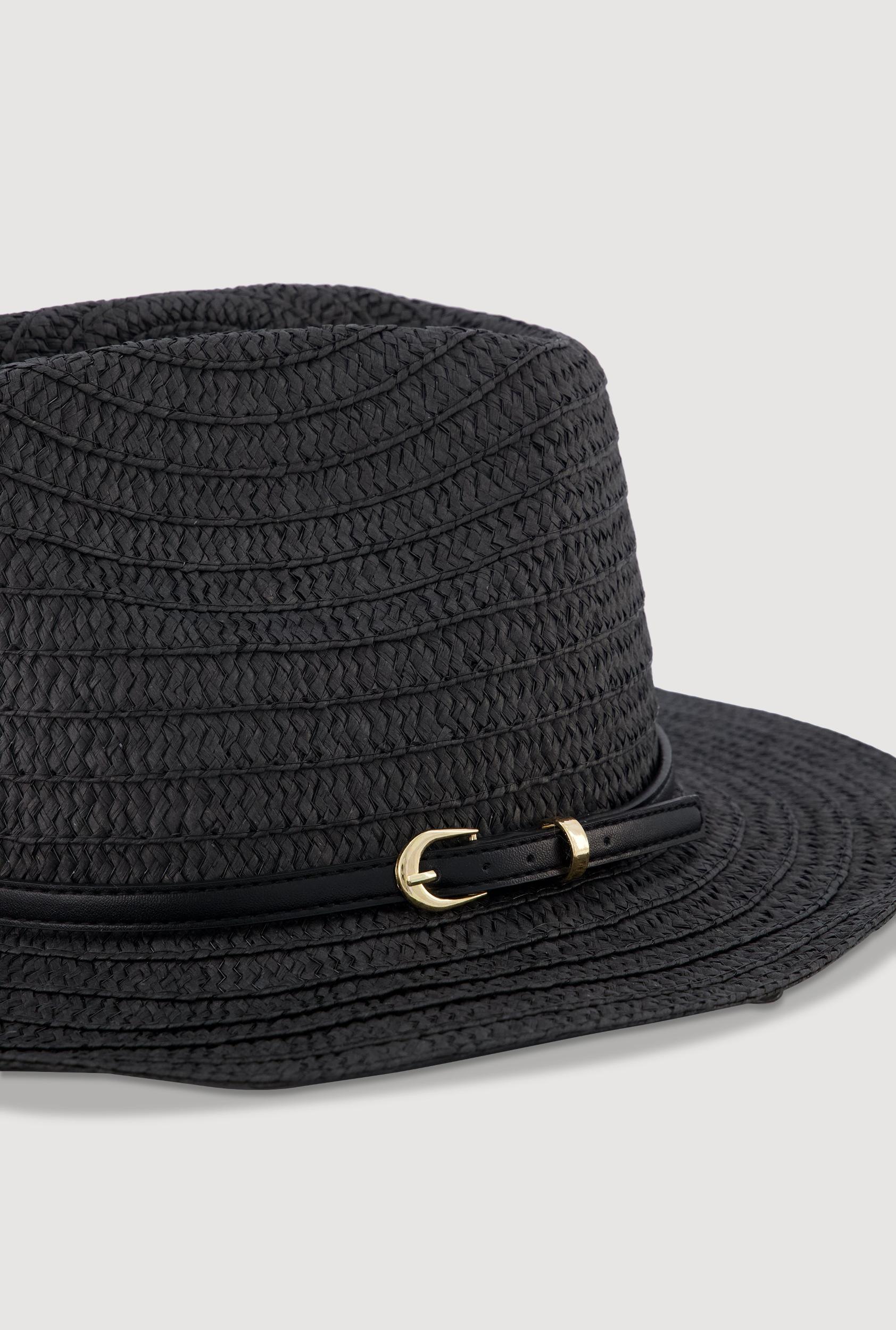 Chic Straw Cowboy Hat with Buckle Detail Female Product Image