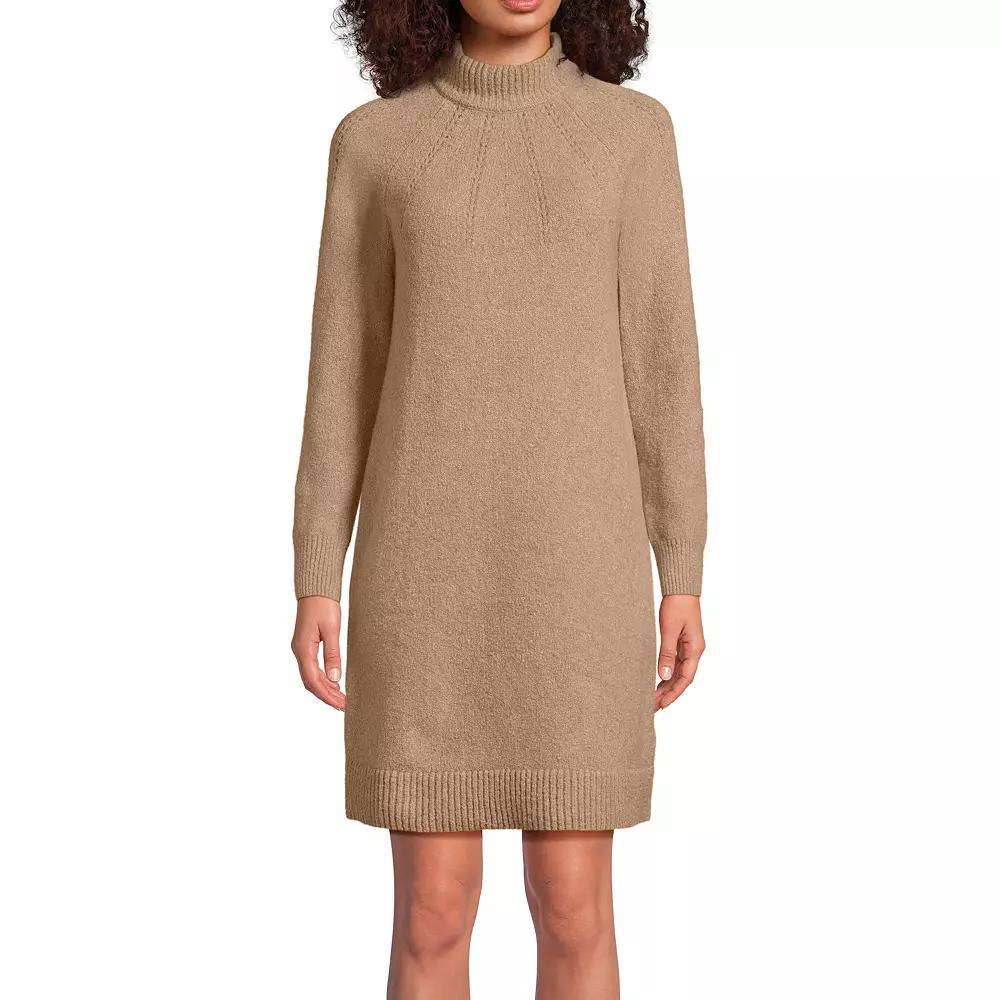 Women's Lands' End Boucle Long Sleeve Mock Neck Sweater Dress, Size: XS, Vicuna Grey Product Image
