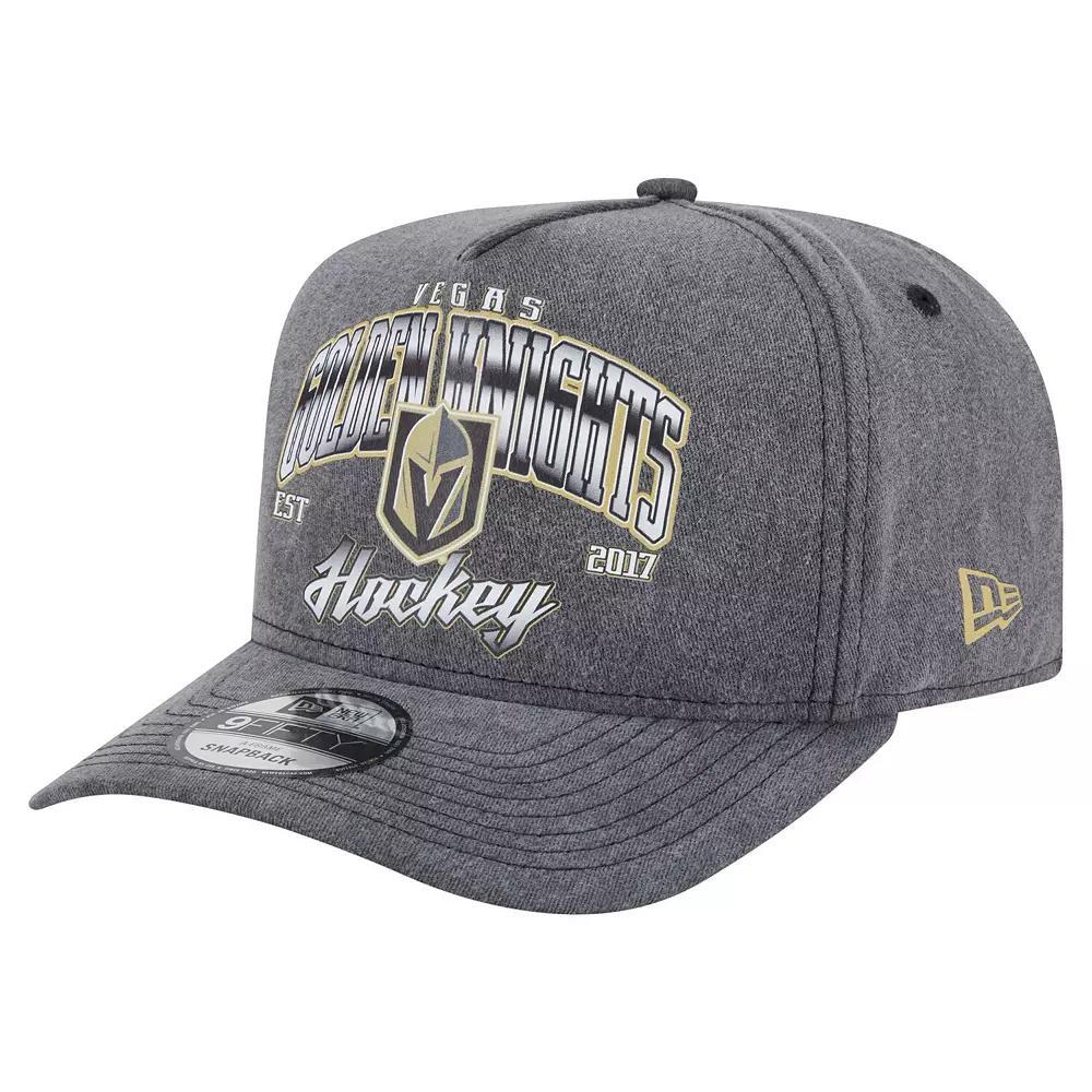 Men's New Era Charcoal Vegas Golden Knights Throwback Washed A-Frame Pre-Curved 9FIFTY Snapback Hat, Lvk Charco Product Image