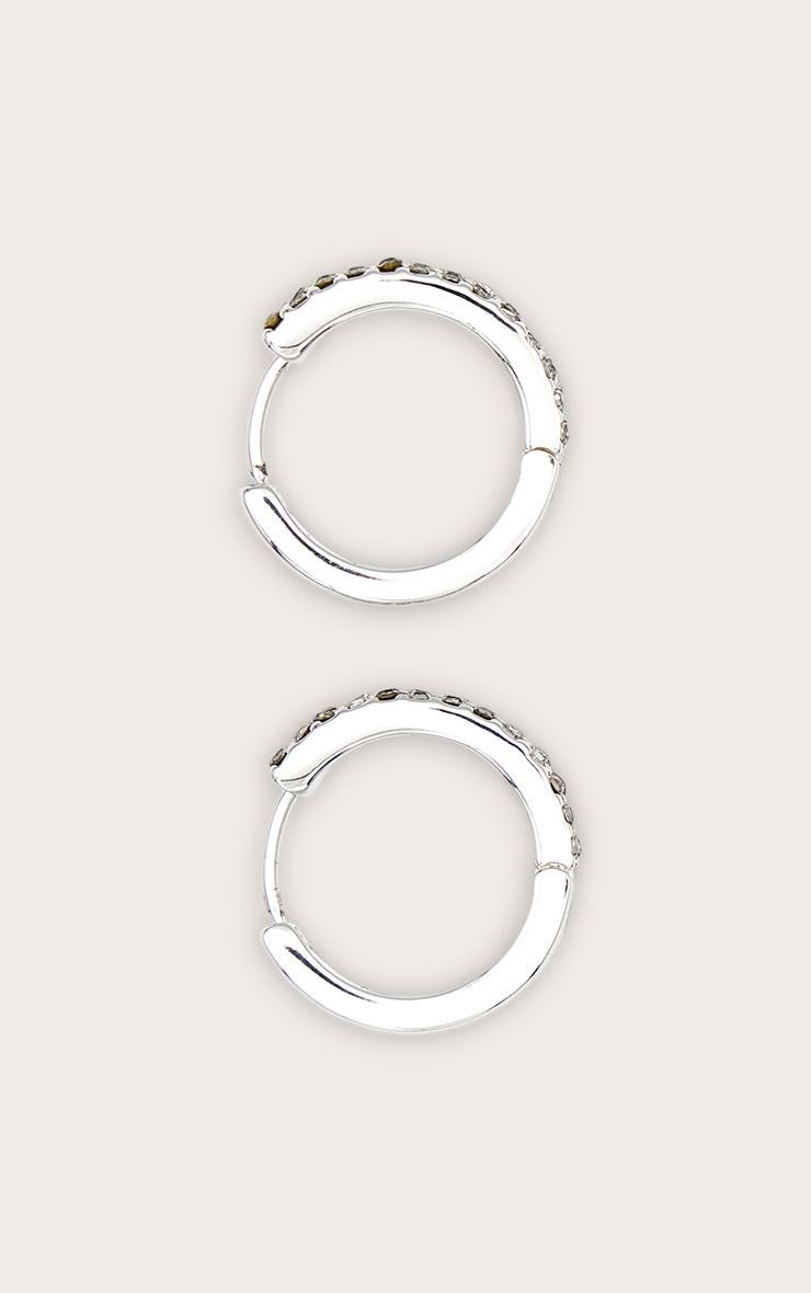 Real Silver Plated Double Diamante Row Hoop Earrings Product Image