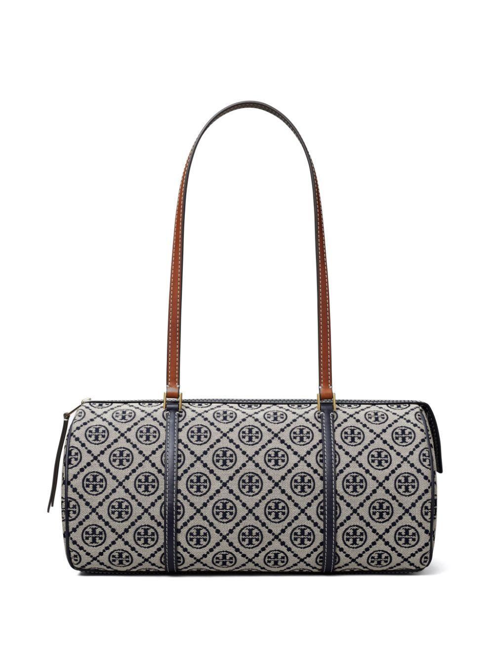 TORY BURCH T Monogram Canvas Barrel Bag In Neutrals Product Image