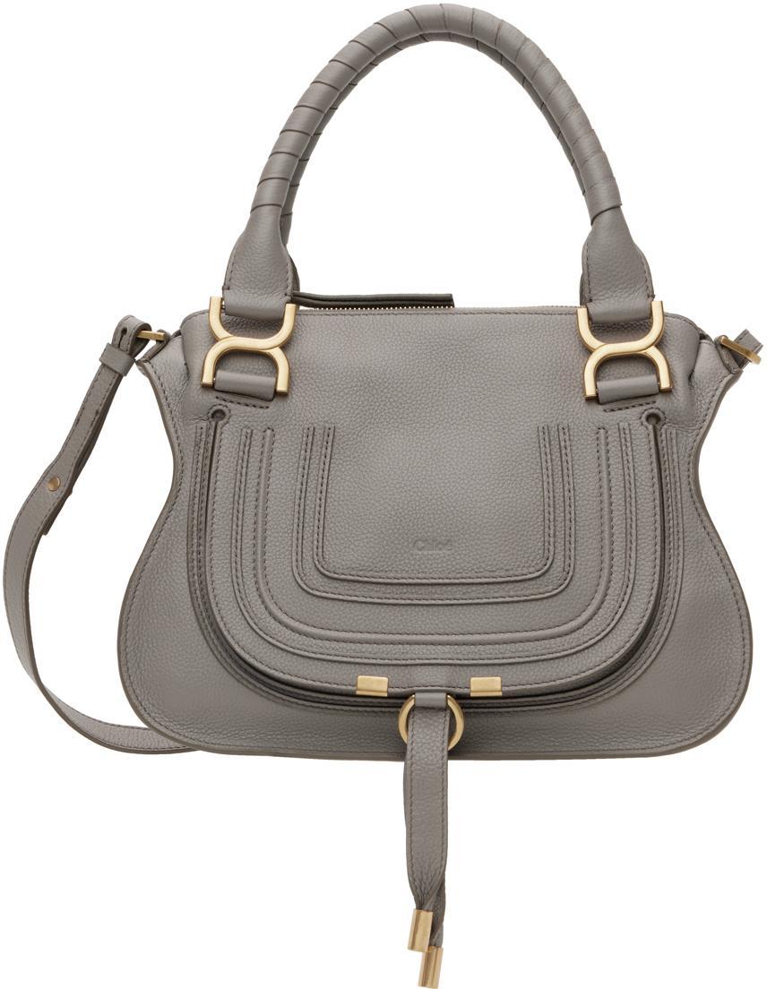 CHLOÉ Marcie Medium Satchel Bag In Grey Product Image