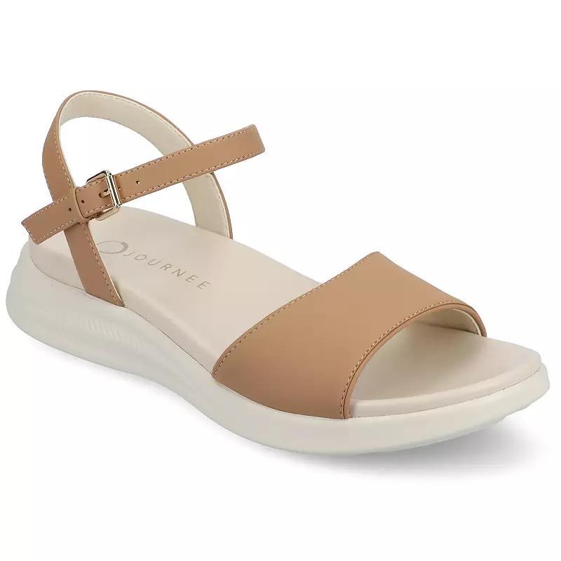 Journee Jaylee Ankle Strap & Buckle Womens Sandals Brown Product Image