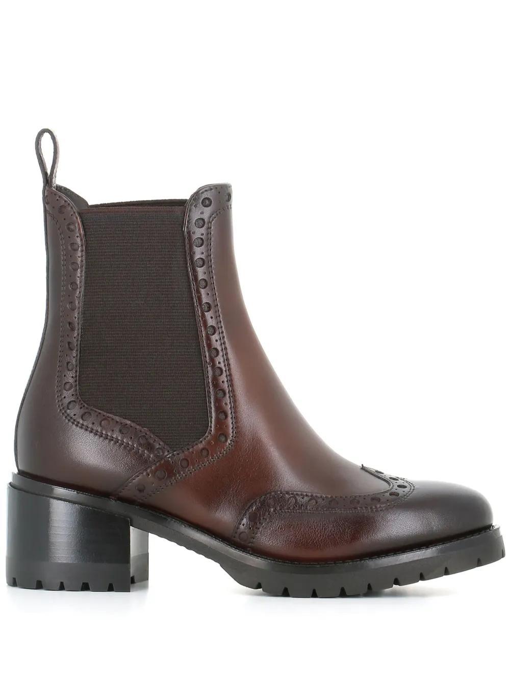 SANTONI 50mm Leather Chelsea Boots In Braun Product Image