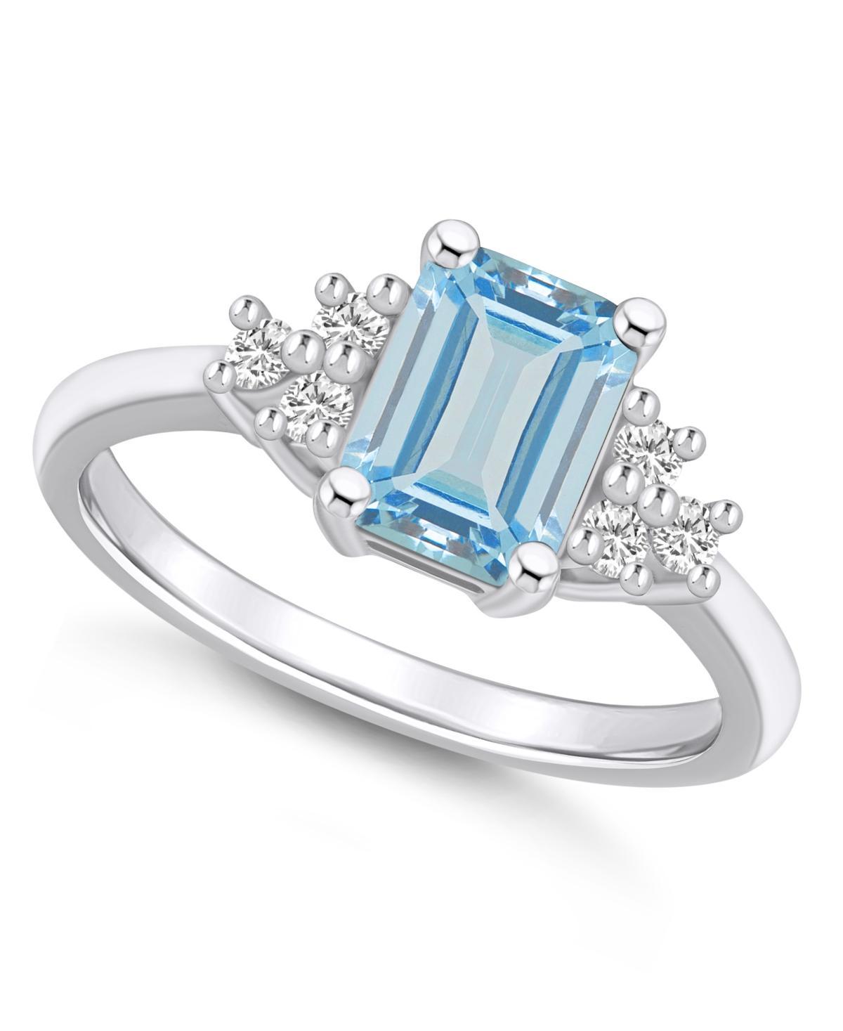 Alyson Layne 14k White Gold Emerald-Cut Aquamarine & 1/5 Carat T.W. Diamond Ring, Womens Product Image