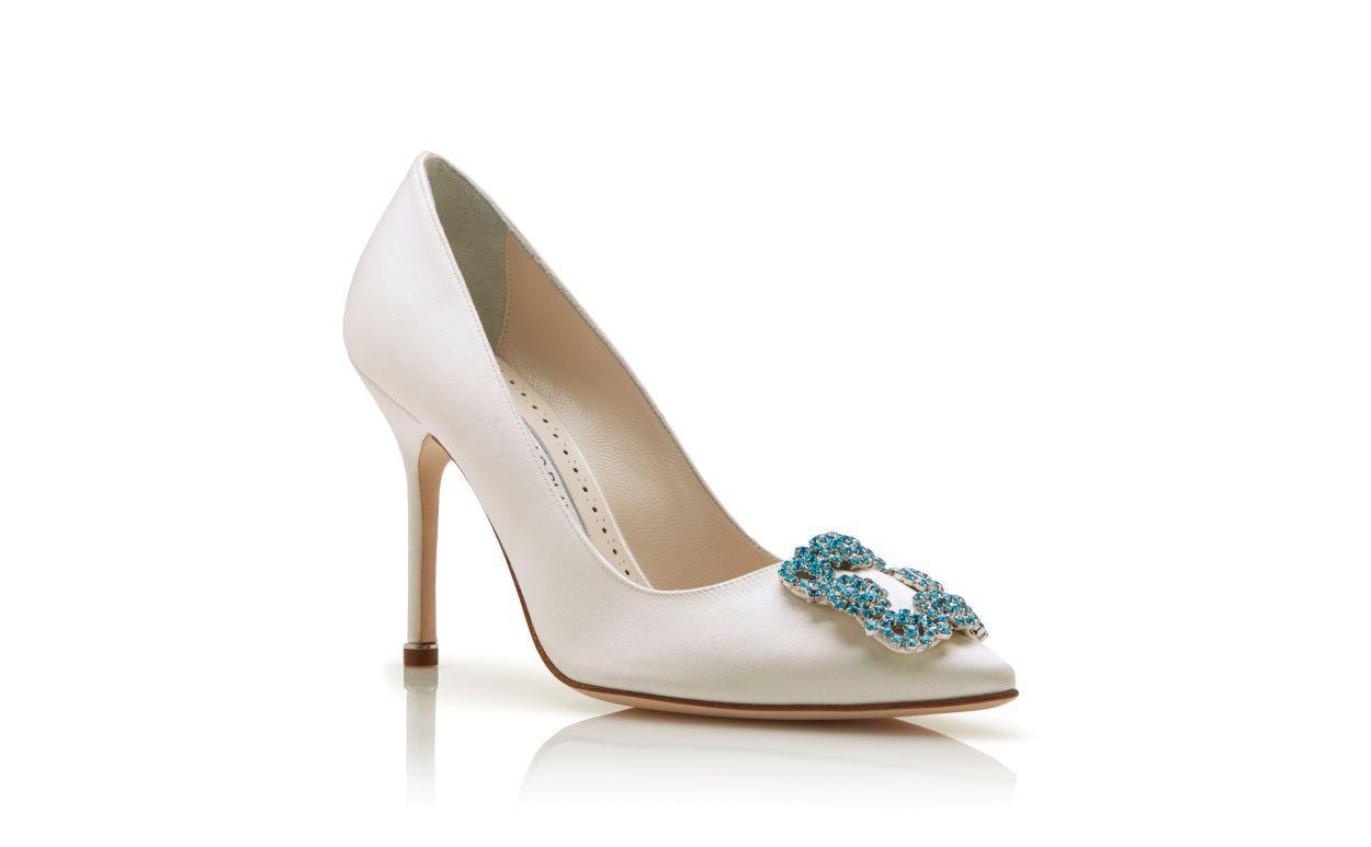 HANGISI BRIDE White Satin Jewel Buckle Pumps Product Image