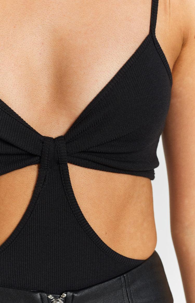 Lille Side Cut Out Knit Bodysuit Black Product Image