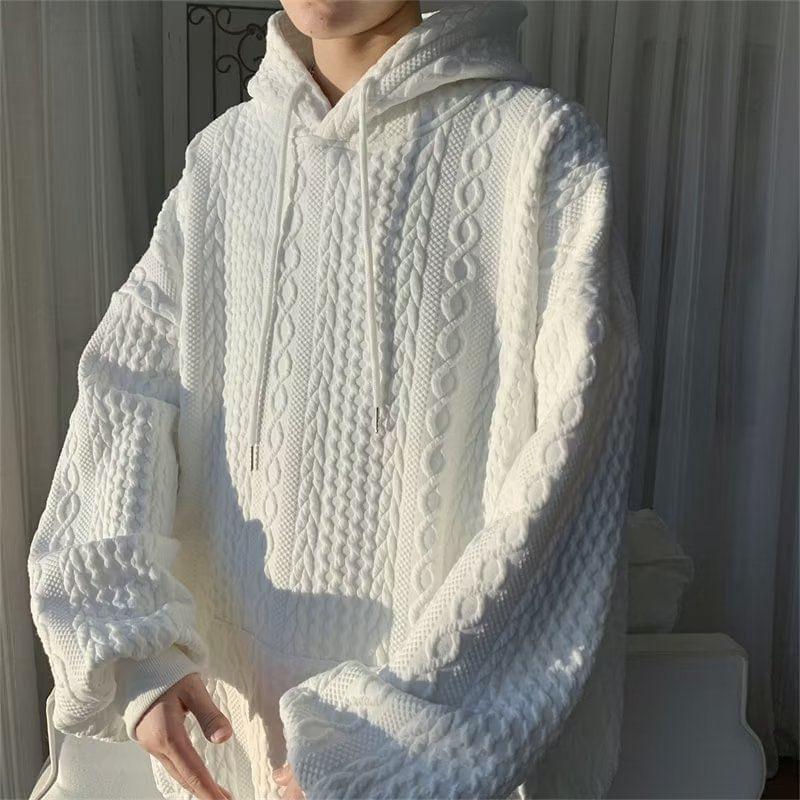 Drawstring Plain Patterned Oversized Hoodie Product Image