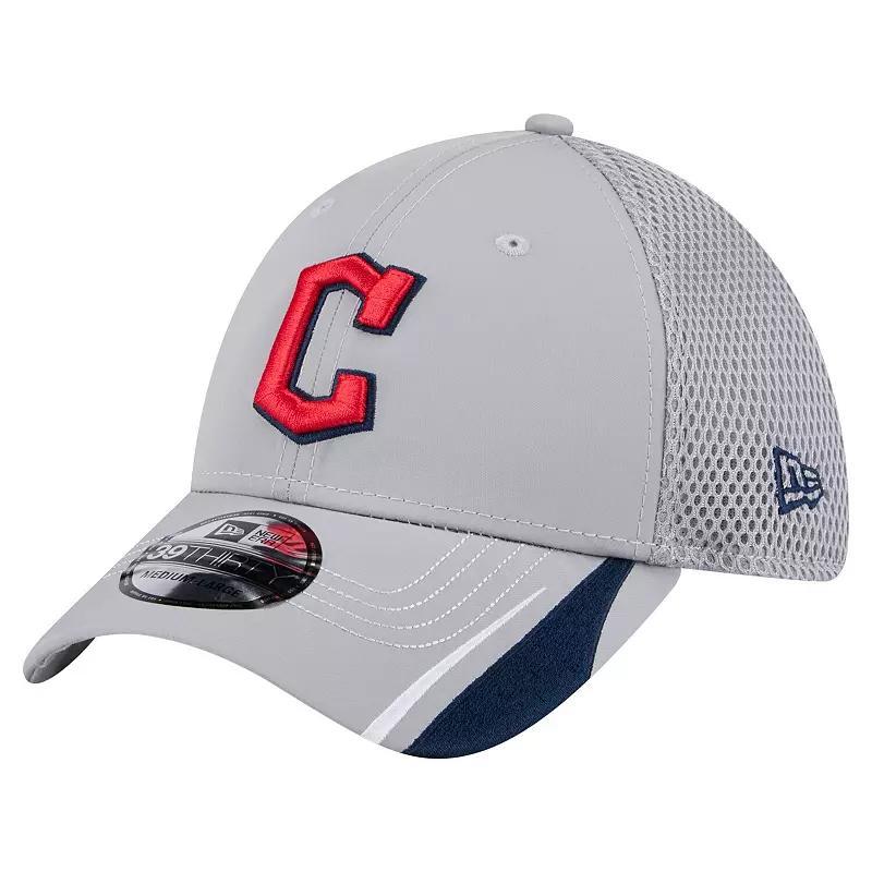 Men's New Era  Gray Cleveland Guardians Linear 39THIRTY Flex-Fit Hat, Size: Medium/Large, Grd Grey Product Image