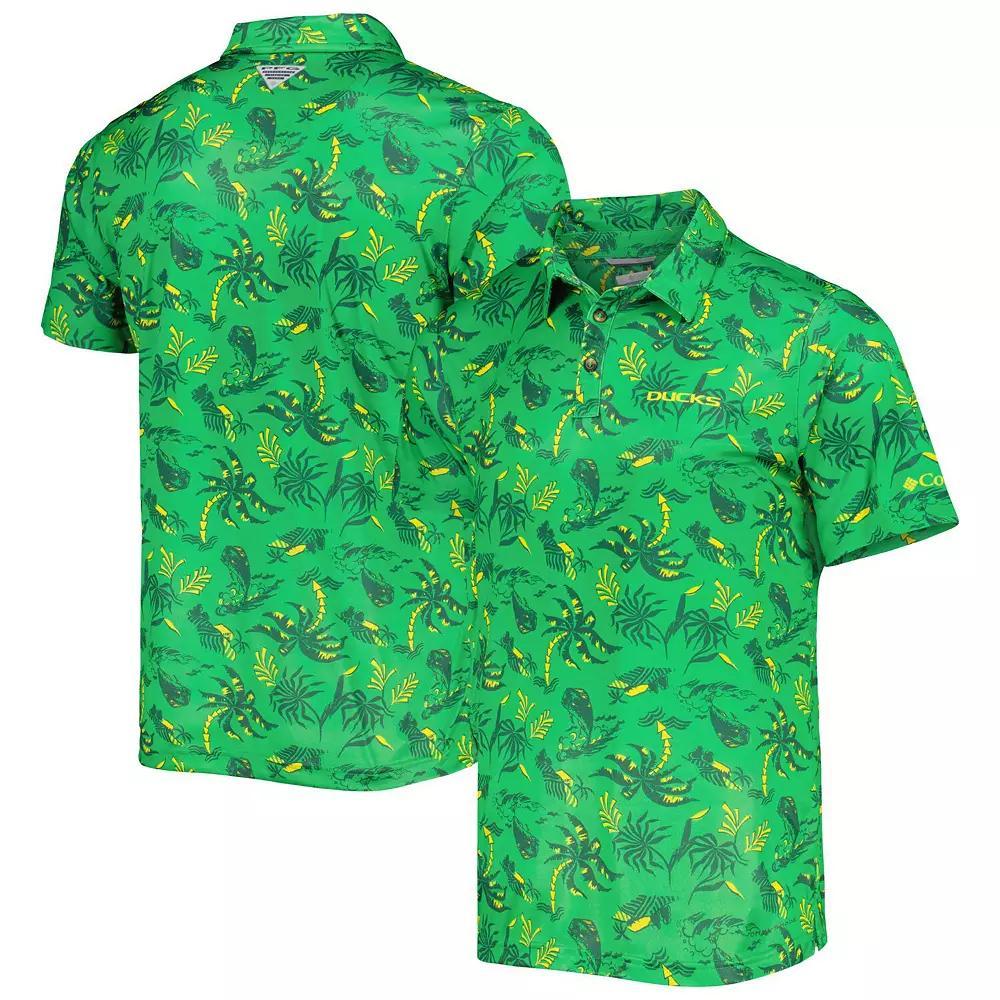 Men's Columbia Green Oregon Ducks Super Terminal Tackle Omni-Shade Polo, Size: Large Product Image