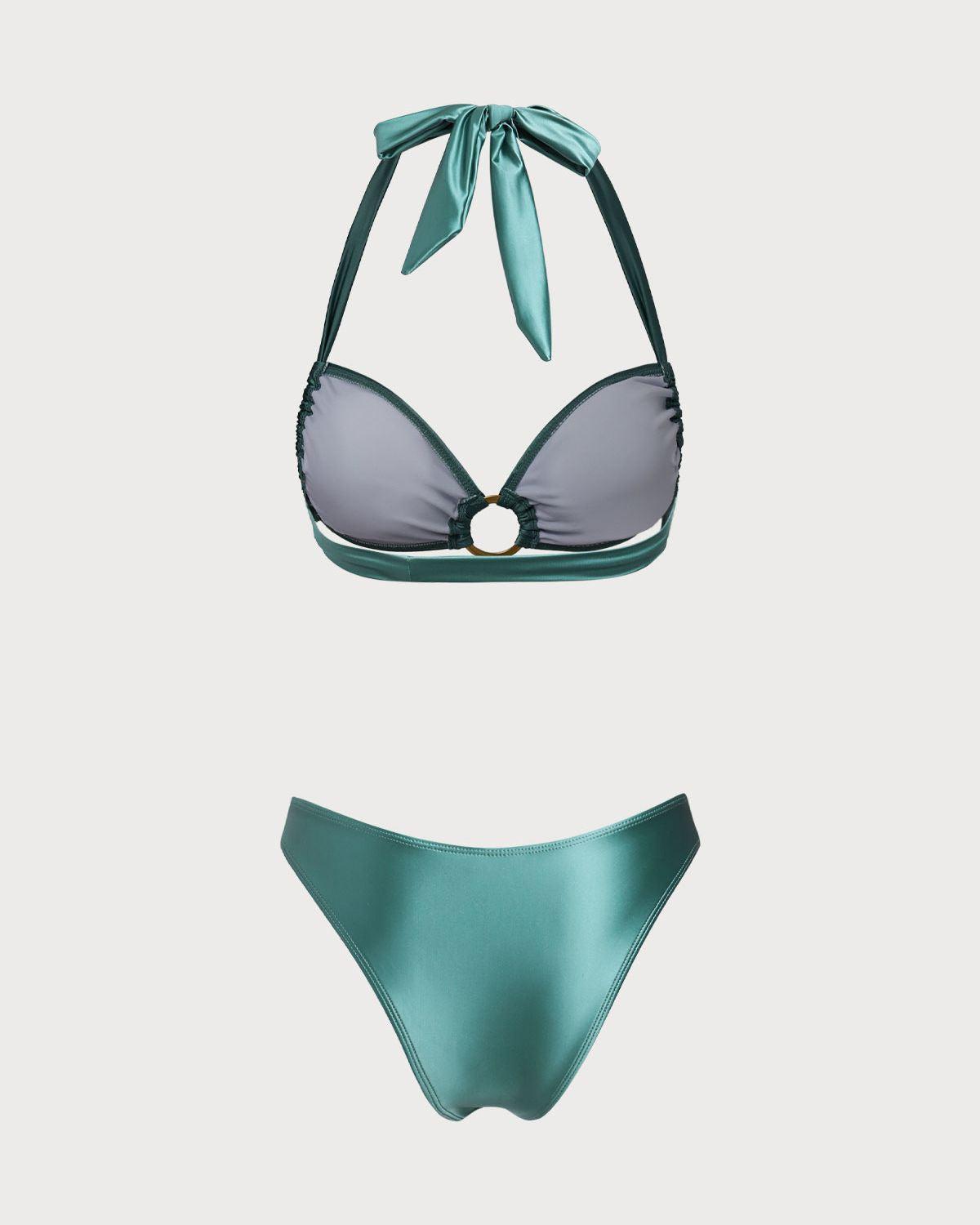 Green O-Ring Halter Bikini Set Product Image