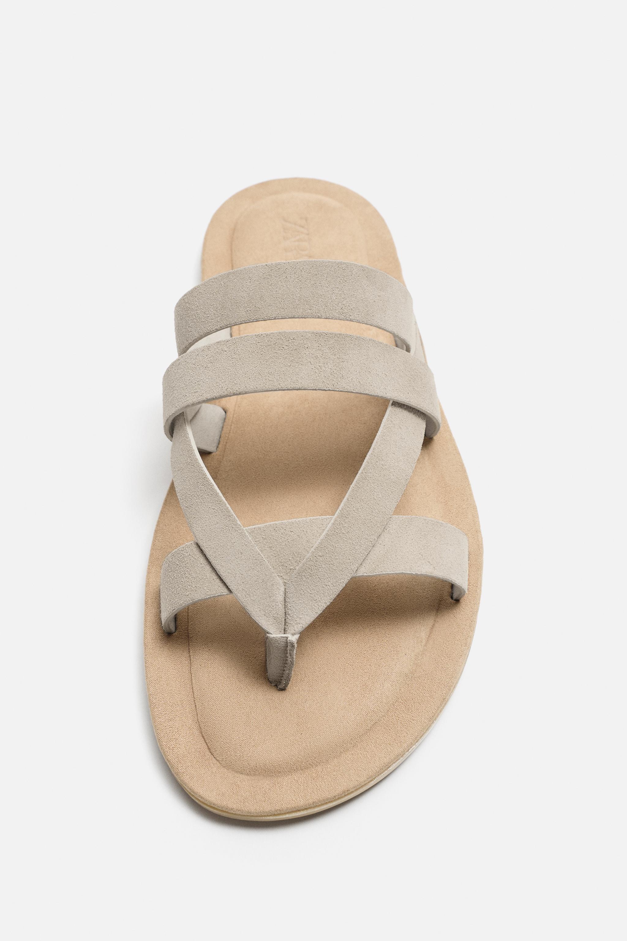 LEATHER SANDALS WITH STRAPS Product Image