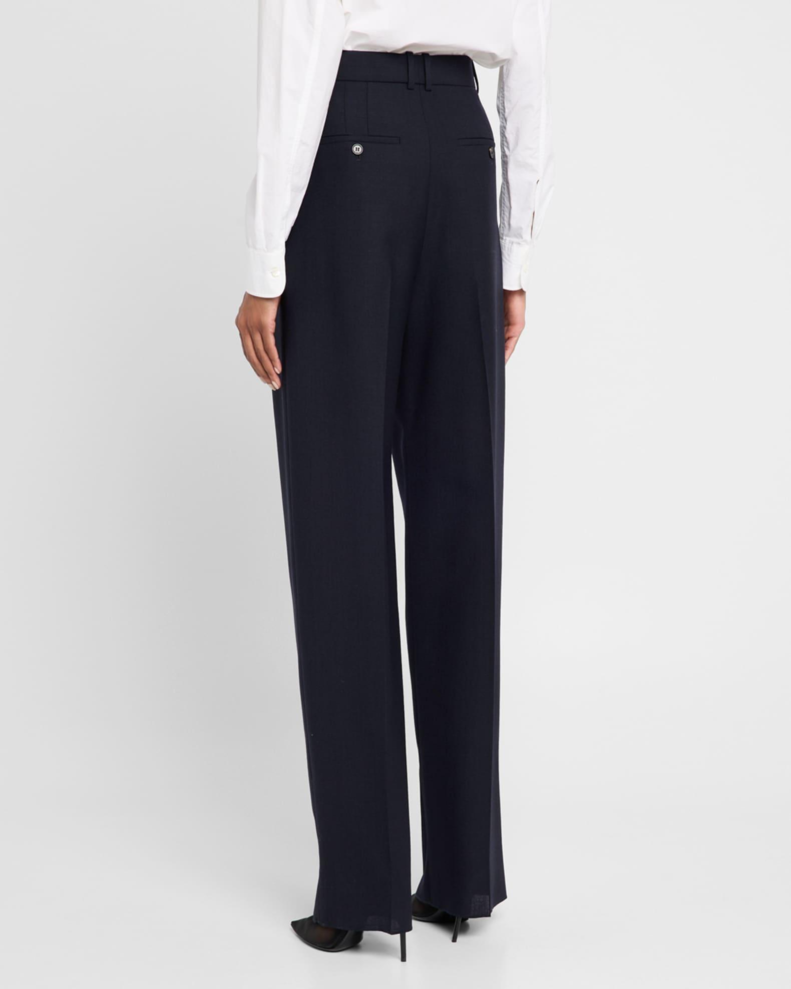 Double-Pleated Straight-Leg Wool Pants Product Image