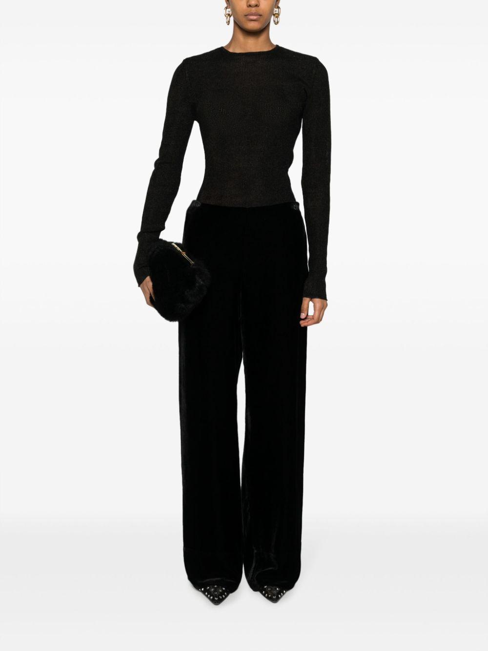 TOTÊME Velvet Wide-leg Pants In Black Product Image