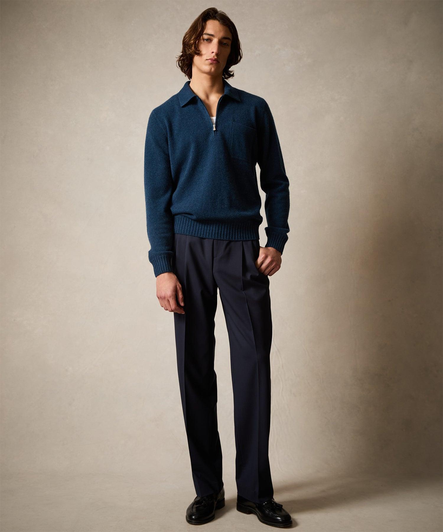 Italian Cashmere Half-Zip Sweater in Navy Product Image