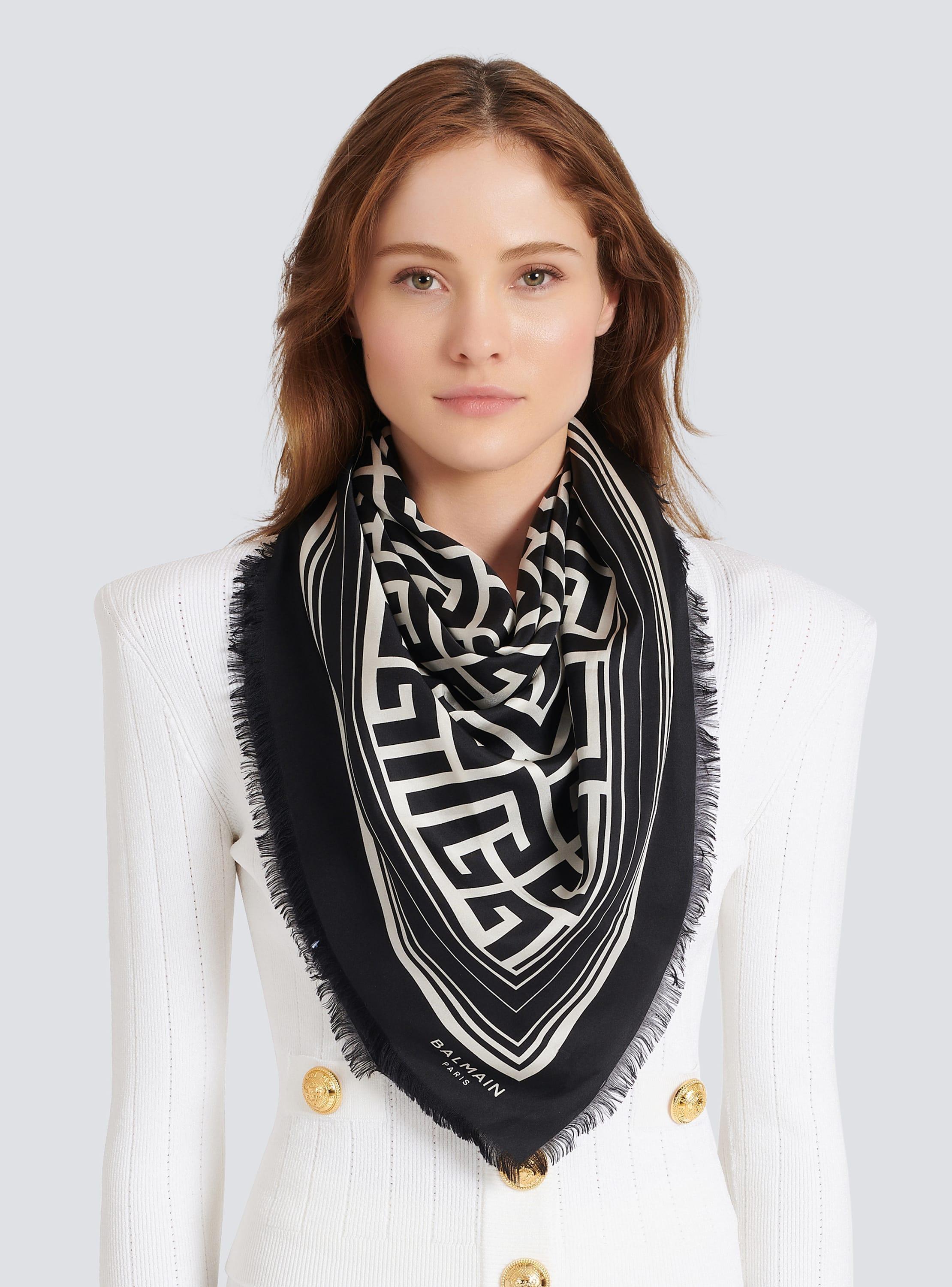 Silk monogrammed scarf Product Image