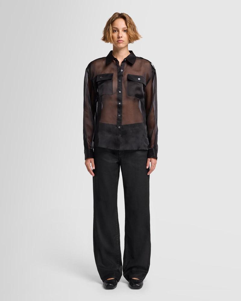 Sheer Organza Button Up Shirt Product Image