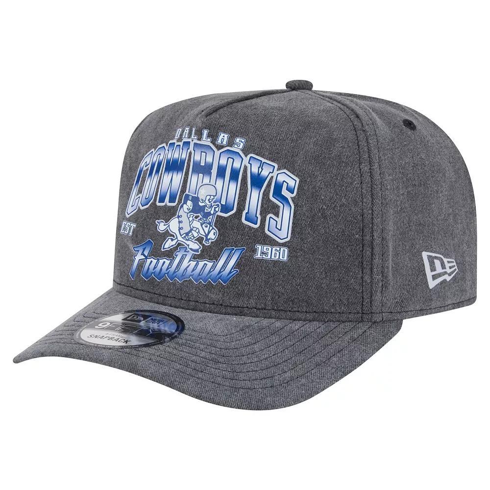 Men's New Era  Black Dallas Cowboys Throwback Washed A-Frame 9FIFTY Snapback Hat Product Image